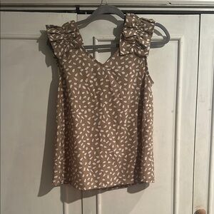 Brown Sleeveless Top with White Pattern